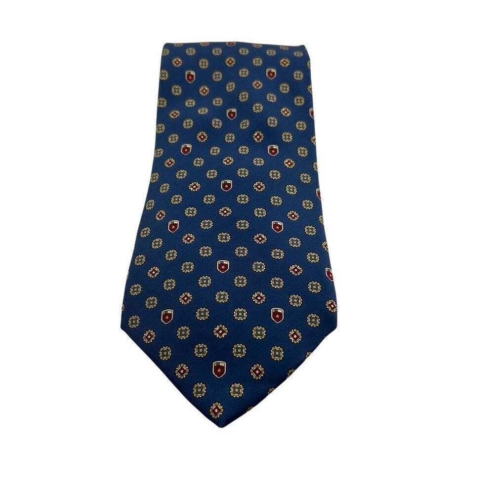 Tommy Hilfiger Silk Necktie Blue and Yellow Patterned Tie